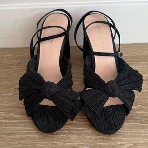 Loeffler Randall Camellia Black Heeled Sandals with Bow 10